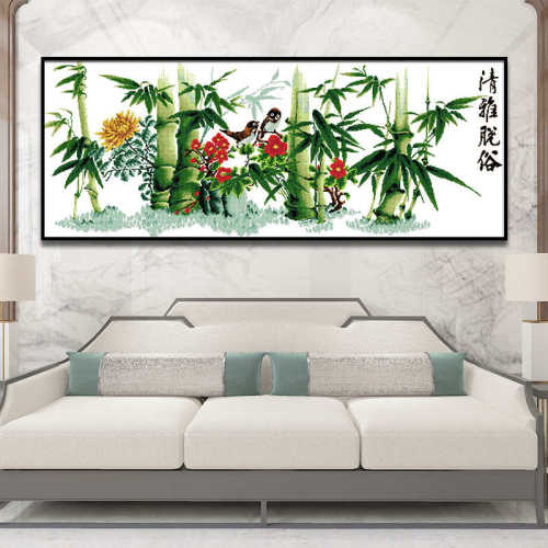欢乐99新款十字绣清雅脱俗客厅小幅竹叶系列装饰挂画厂家
