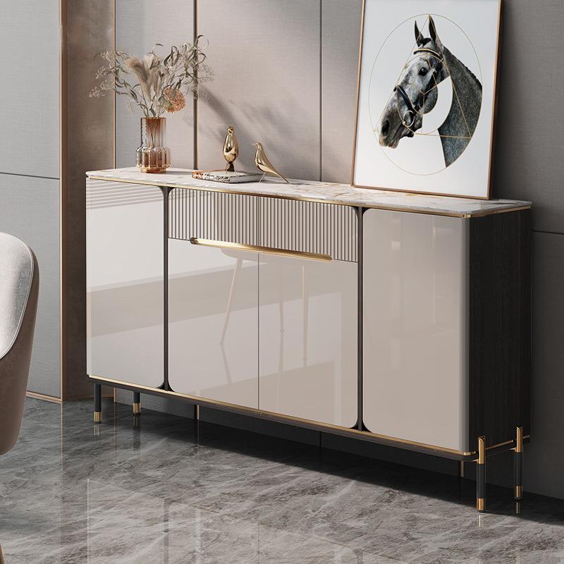 薄款岩板餐边柜现代简约窄厨房置物柜意式客厅轻奢玄关储物柜靠墙