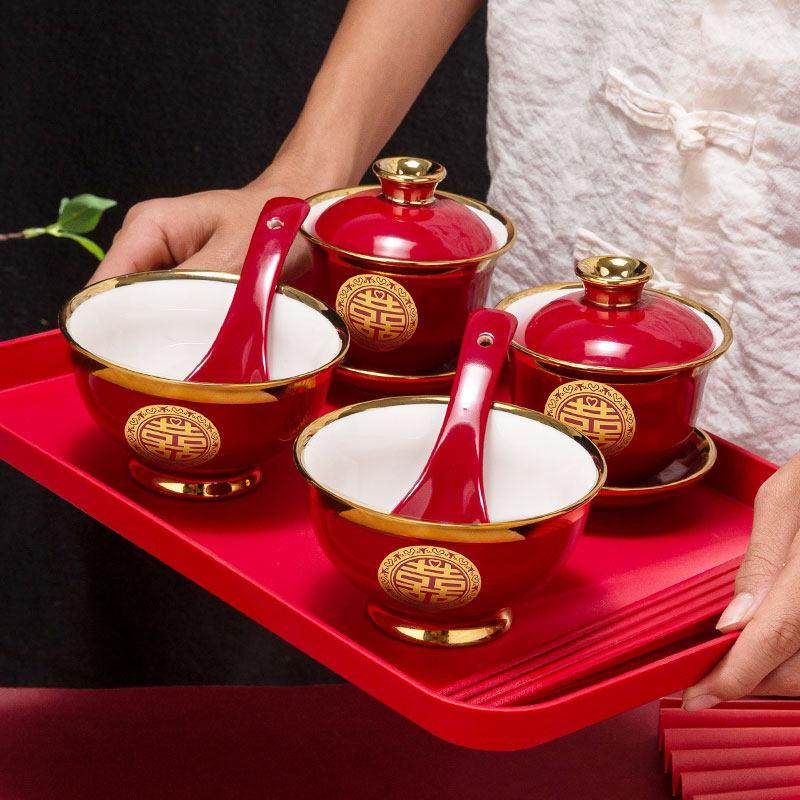 结婚敬茶改口杯喜碗套装红色喜庆敬酒婚庆用品送礼碗筷带礼盒,节庆用品/礼品,喜碗/敬茶杯,淘宝优惠券,粉丝福利购,淘宝优惠卷