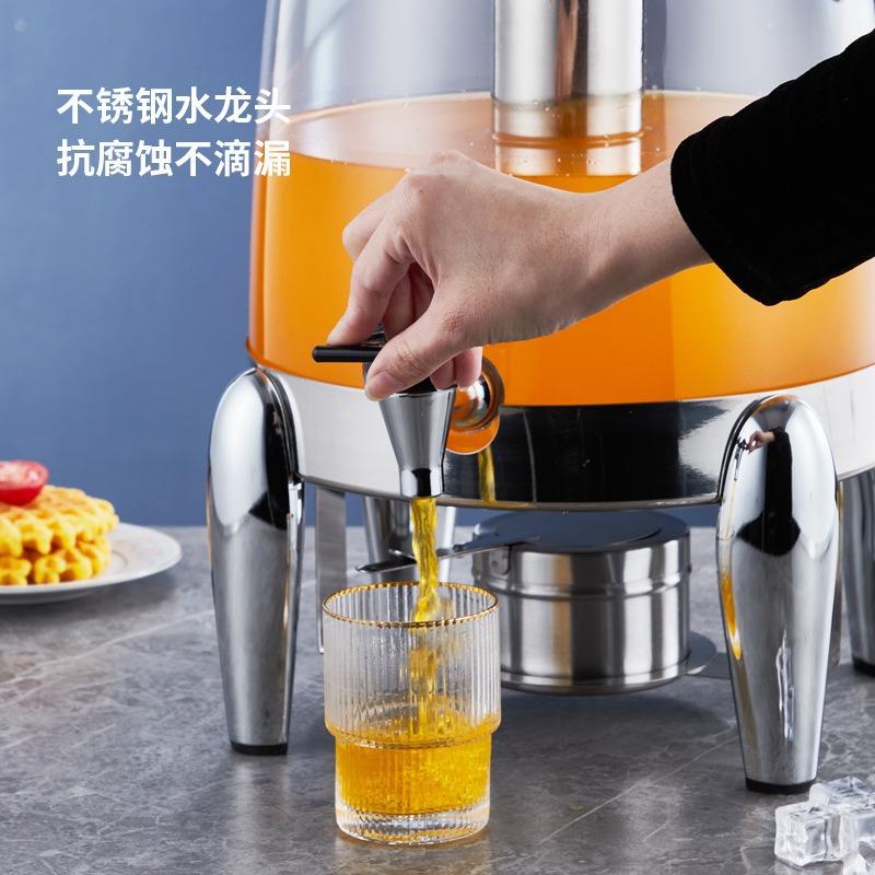 商用不锈钢咖啡鼎 酒店自助果汁桶电热牛奶鼎饮料机带龙头透明12L