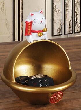 创意幸运猫入口大厅鞋柜钥匙存储装饰品客厅咖啡桌装饰品新家乔迁