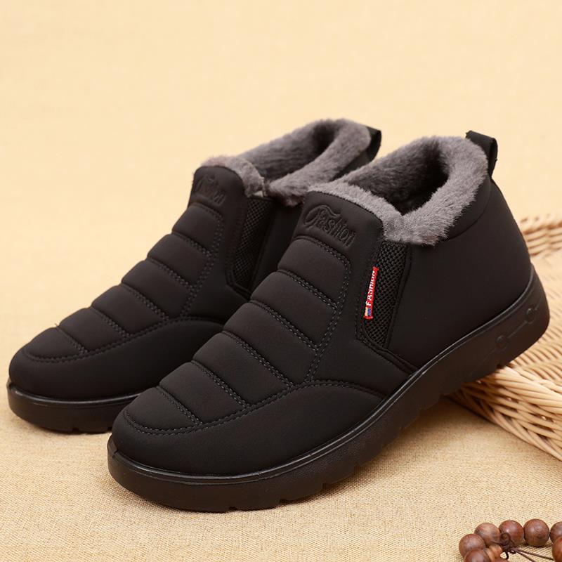 正品冬加季防滑老北京布鞋绒保年暖防水轻便爸男棉鞋软底中老老人