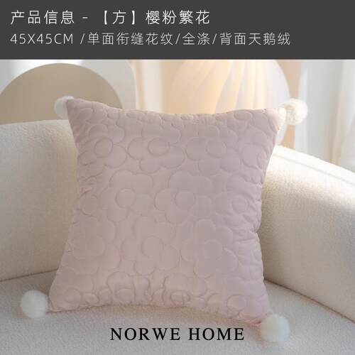 正品NORWE沙发抱枕客法式高级感靠枕厅枕套背枕粉色布艺芯靠飘窗