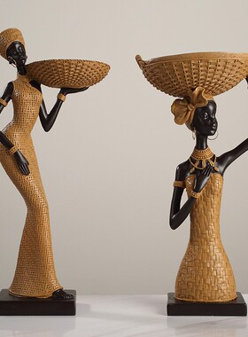 复古非洲风少女家艺居民族工树房脂摆件创意礼品客厅书人物装ZY86