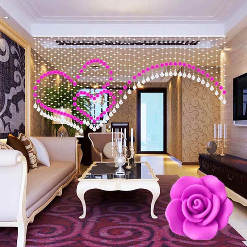 玫瑰花珠帘成品帘水晶珠帘隔断玄关挂门帘客厅珠帘心形加拱形