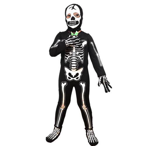 Black Glow Skeleton Costume, Kids Summer