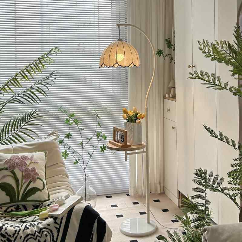 奶油风落地灯氛围置物架客厅沙发旁边几装饰卧室床头一体台灯书房