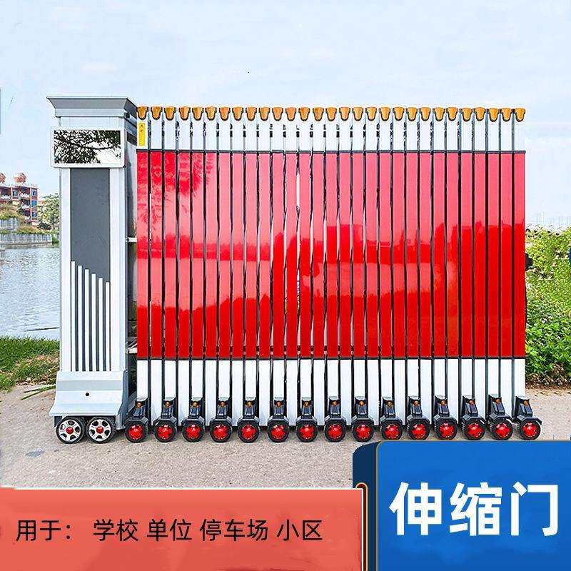 铝合金收缩折叠门 铝合金段滑门 小区电动伸缩门 天津电动推拉门