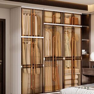 塑料简易衣柜家用卧室可移动大人儿童挂衣橱靠墙一体收纳柜子