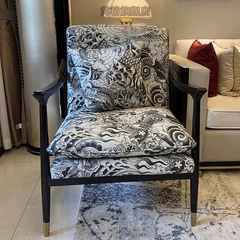 新中式实木休闲椅港式轻奢样板房贵妃榻换鞋凳设计样板房洽谈家具,住宅家具,沙发椅,淘宝优惠券,粉丝福利购,淘宝优惠卷