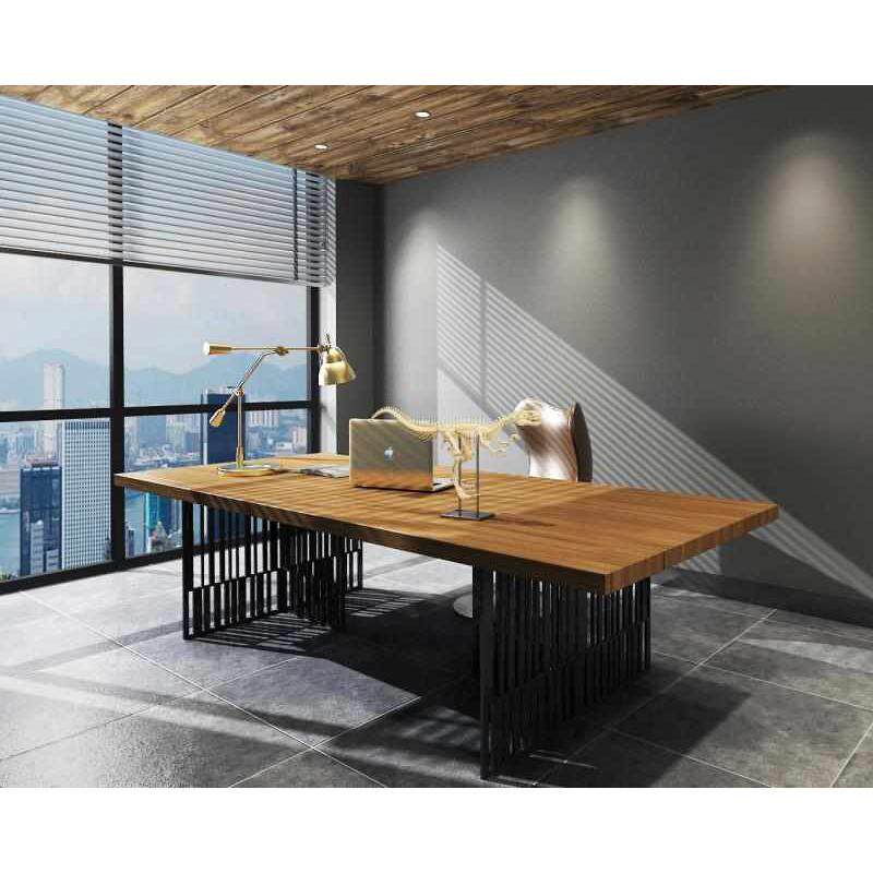 北欧实木铁艺办公桌个性单人电脑桌loft老板桌工作室总裁桌工业风