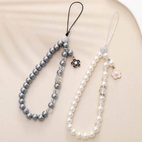 Small fragrant wind pearl phone chain phone lanyard anti-fal