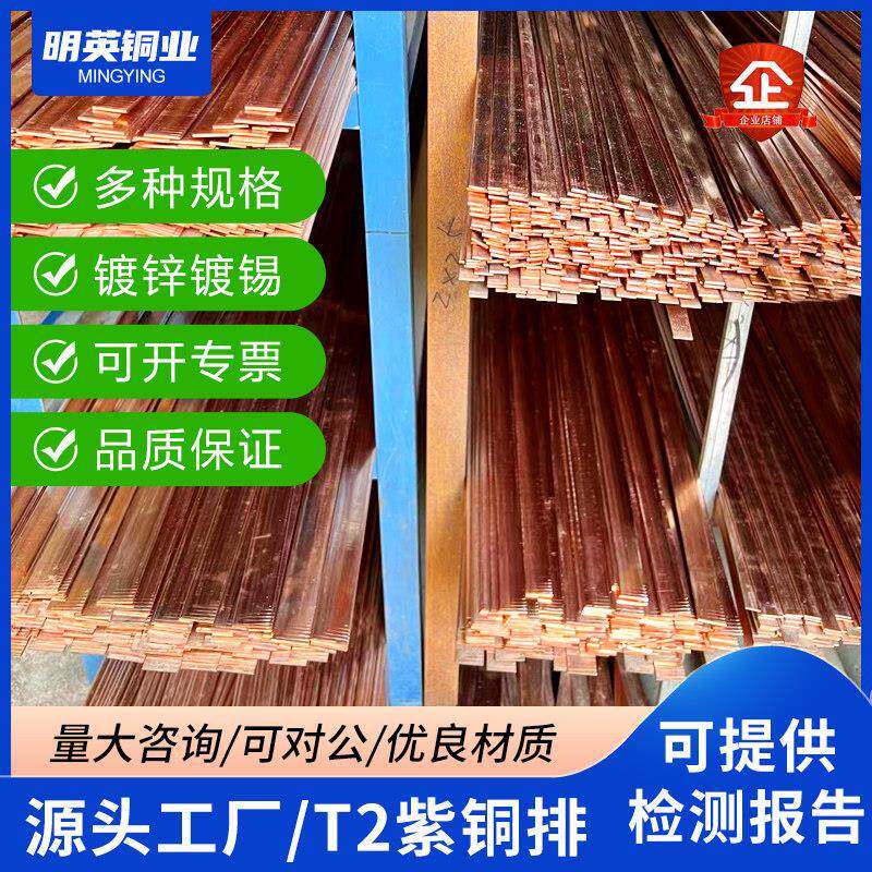 T2紫铜排镀锡扁条铜排机房接地排配电柜母线 线排加工定制电极铜
