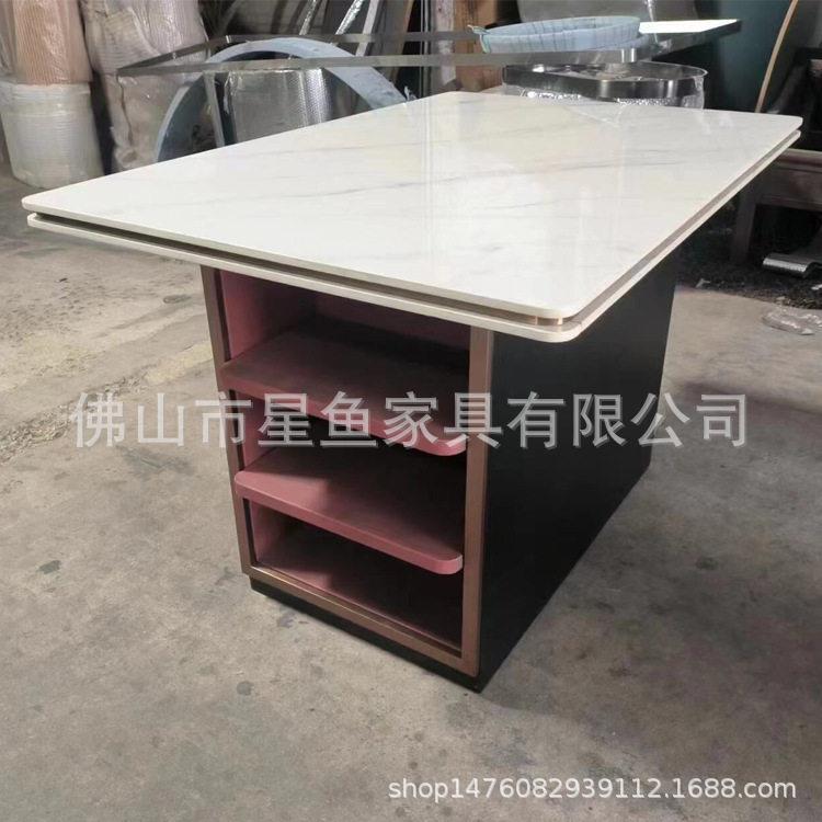 新款直销适用海底捞轻奢无烟净化岩板烤涮桌火锅自助店桌椅桌腿菜