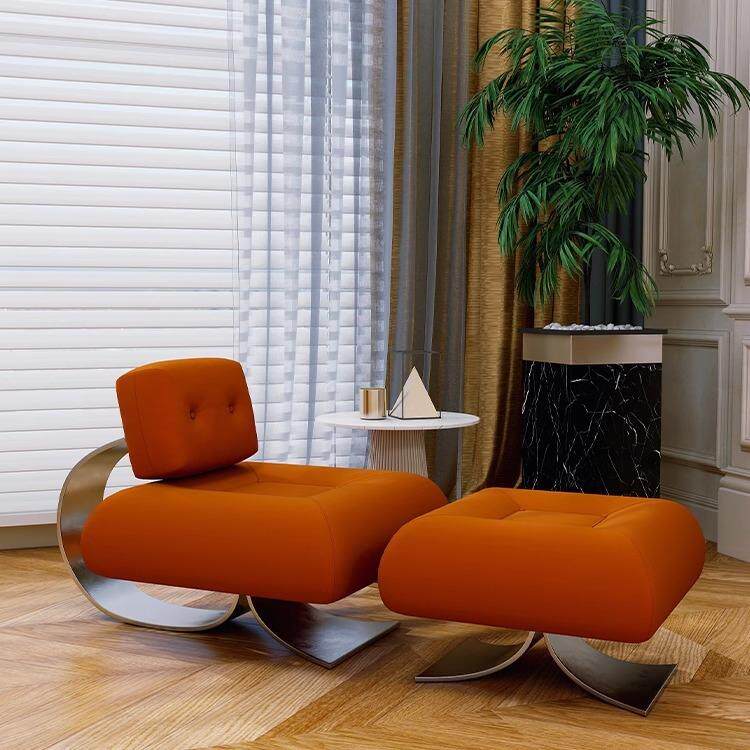 轻奢简约艺术异形金属鱼尾休闲椅黑桃K酒店别墅客厅懒人单人沙发