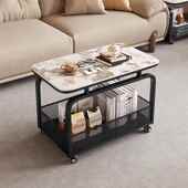 轻奢板茶岩几客厅家用款 简小户见详情型长方形可移约动小桌子跨境