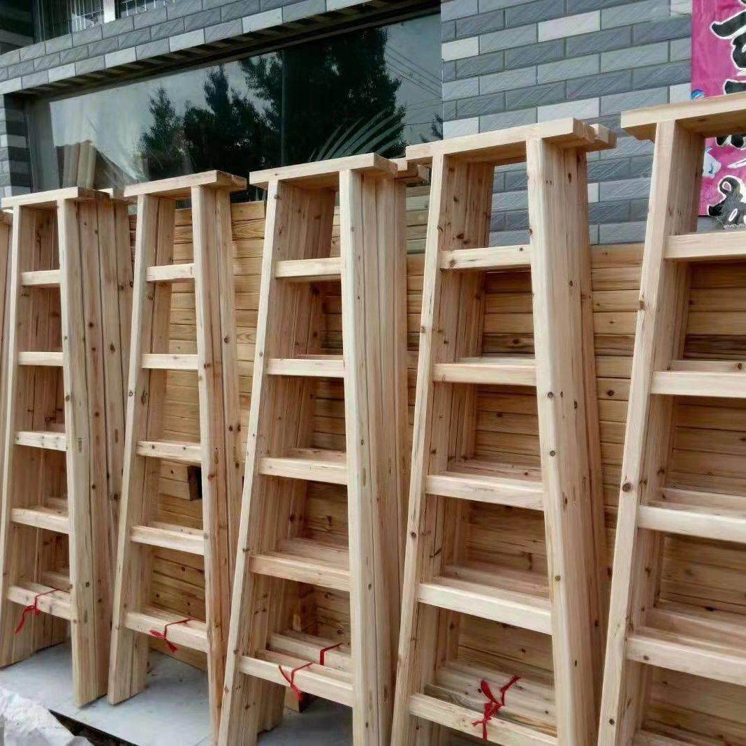 家装木梯人字形木梯实木管道工加厚幼儿园专用梯冷杉双面木梯
