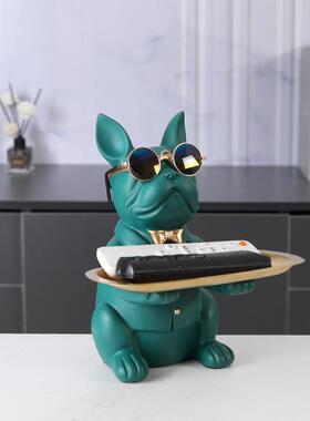 网红电镀狗摆件店铺橱窗装饰卡通红色法斗家居饰品电视柜桌面摆设