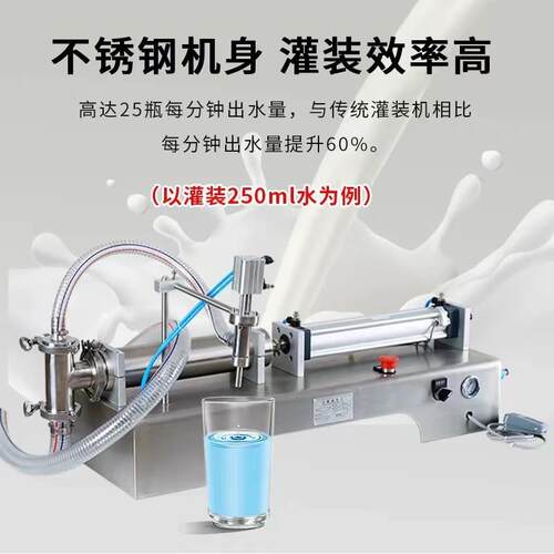 卧式气动膏液体灌装机蜂蜜酱料食用油牛奶分装机化妆品灌装智能