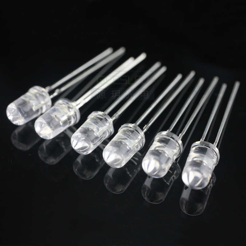 led灯珠12v厂家直销f5mm毫米圆头超高亮正白光金线12伏发光二极管