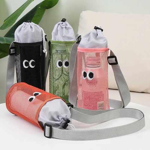 Water Bottle Bag with Big Eyes, Drawstring Closure, Water Bo