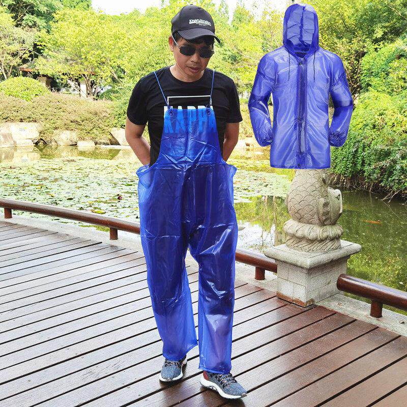 钓鱼裤不带鞋吊带半身雨裤皮裤半衩逮鱼连身雨衣防水钓鱼裤皮衣渔