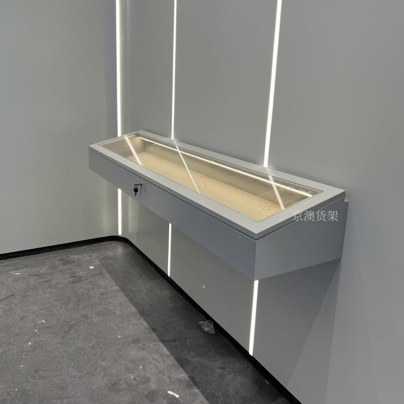 定制博物馆液压挂墙式悬空玻璃展柜 展示柜 文物展览展示柜