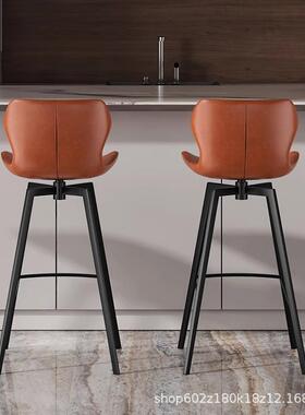 可旋转吧台椅椅子意式极简家用轻奢高级高脚岛台椅酒吧台凳子7112