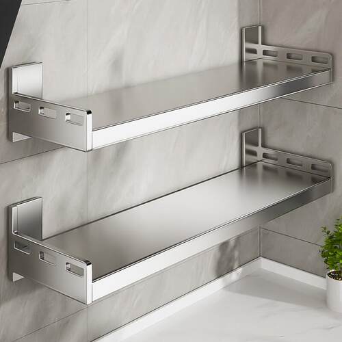 不锈钢厨房微波炉置物架壁挂式多功能免打孔挂墙调料收纳层架子上