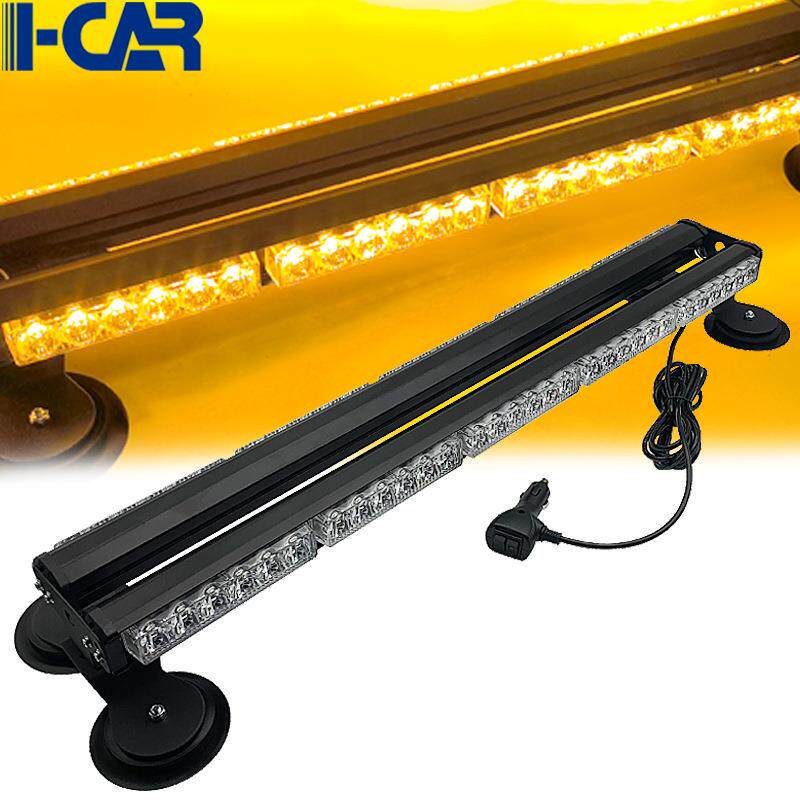 60led汽车爆闪警示灯双面排5节频闪灯车顶开道磁吸顶信标灯12-24v