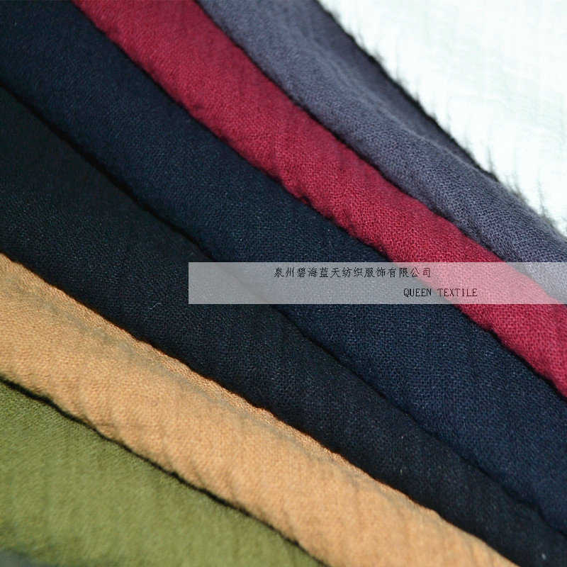 复古秋冬面料棉麻双层水布文艺麻布加厚秋冬 绉棉女装布洗现货