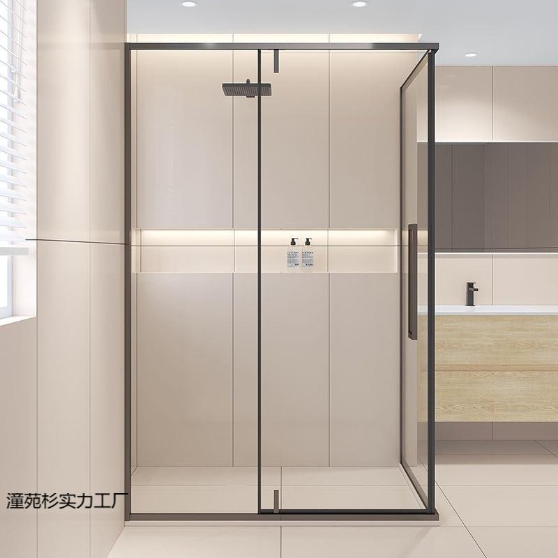 极窄形淋浴房屏风干湿卫生间离玻璃浴屏隔方断平门洗澡256间分开