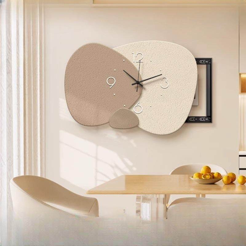 石来运转电表箱画装饰画奶油风带钟表推拉式电闸箱开关遮挡时钟画