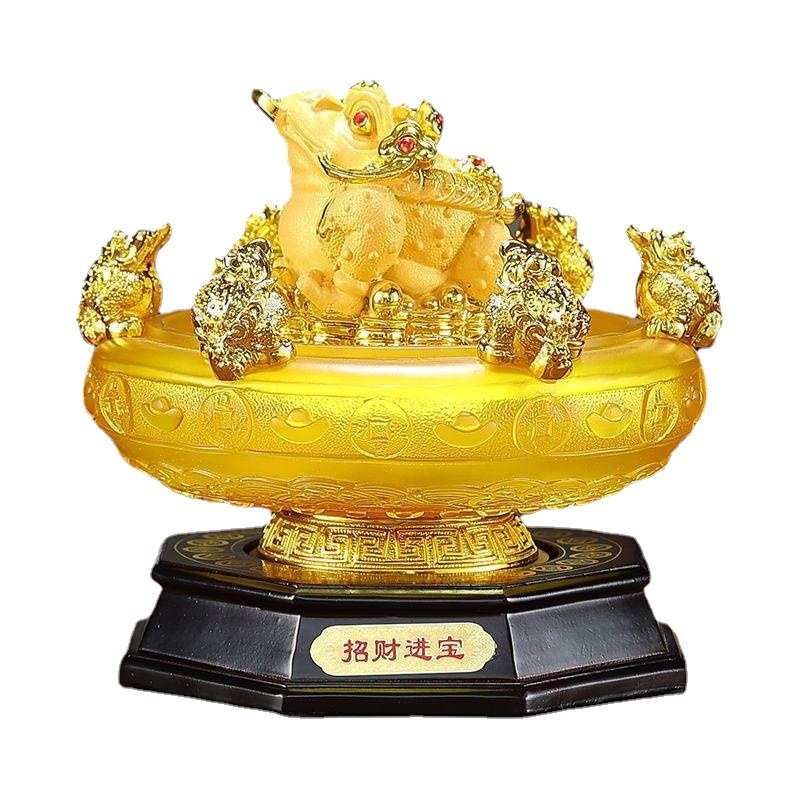聚宝盆摆件金蟾工艺品金蝉摆件店铺收银台家居开业树脂礼品批发用