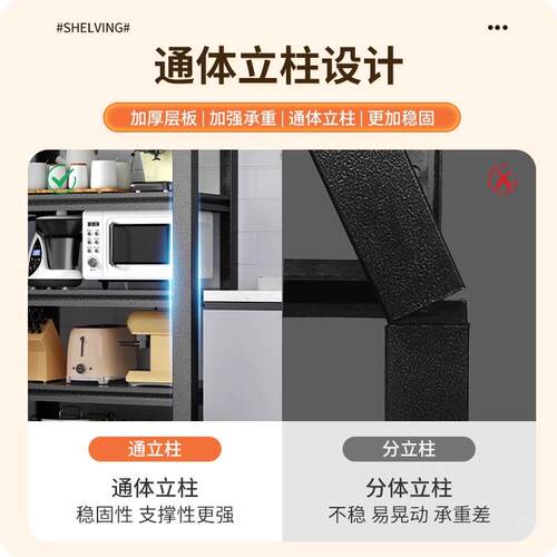 厨房置物架落地多库层家用台仓货架加厚微波物炉超市储MANOU-08架