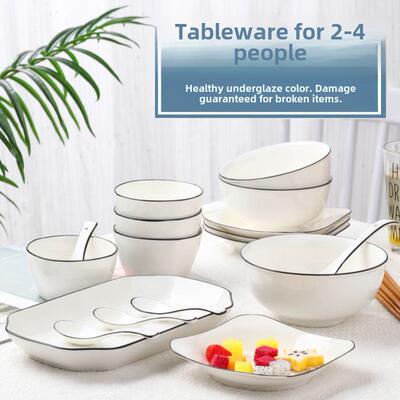piece set household ceramics dinner bowls plates dish no