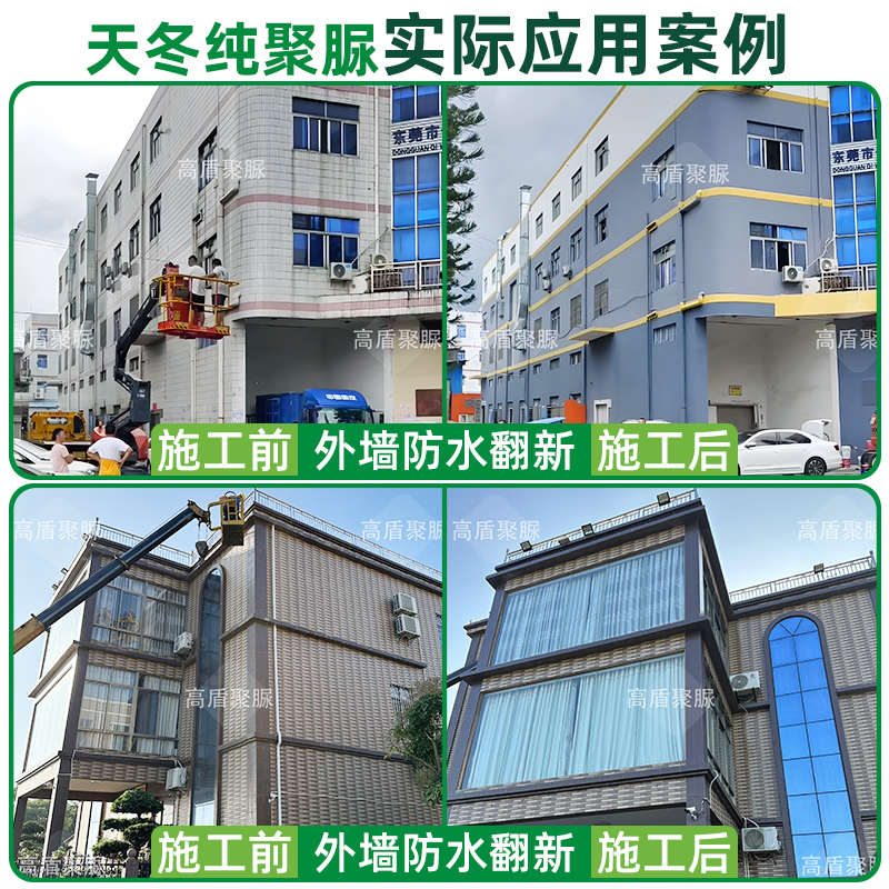 高盾天冬纯聚脲透明外墙补漏涂料窗台裂缝堵漏防水胶装饰隔热材料