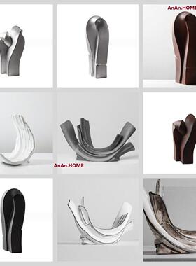 现代简约创意抽象树脂摆件样板房售楼处桌面茶几软装饰品工艺品