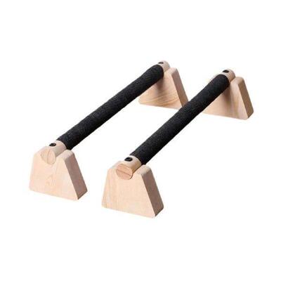 2 Pcs Wooden Push-up Bar Parallettes Bar Non-slip Handlebar