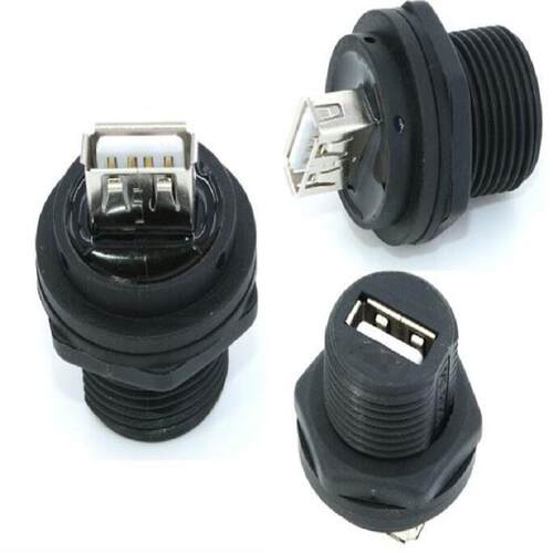 USB-M20面板固定安装螺纹式双头母座防水连接器 数据讯号航空插头