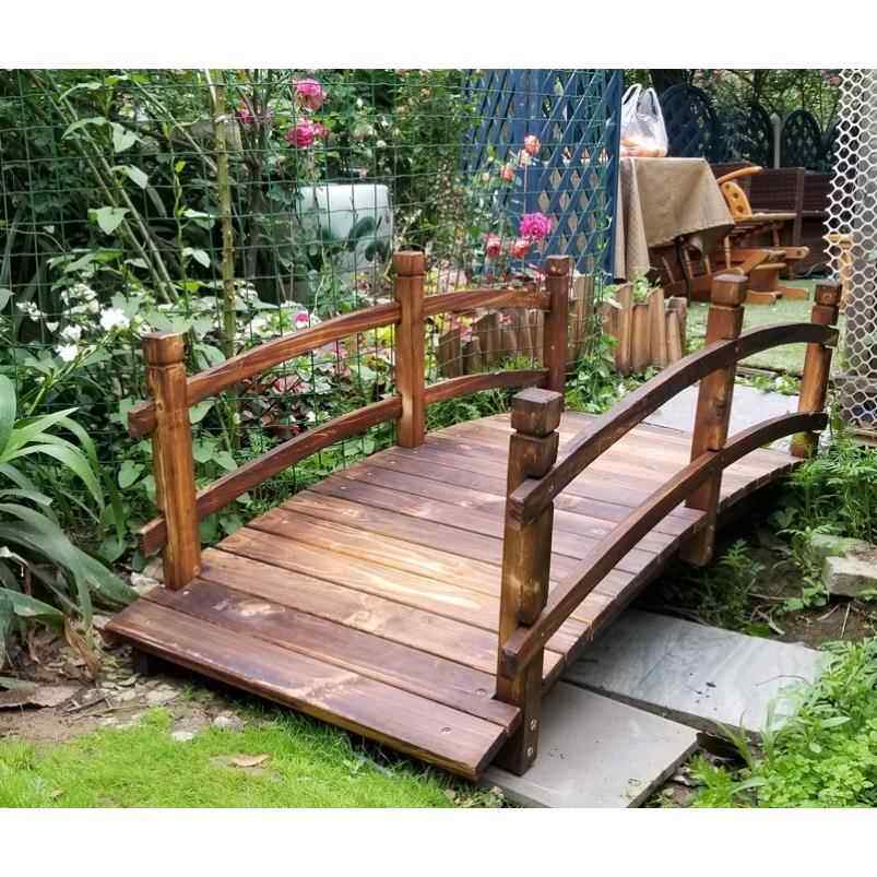 公园木桥户外小桥碳化木实木小桥仿古拱桥木桥庭院防腐木桥花园