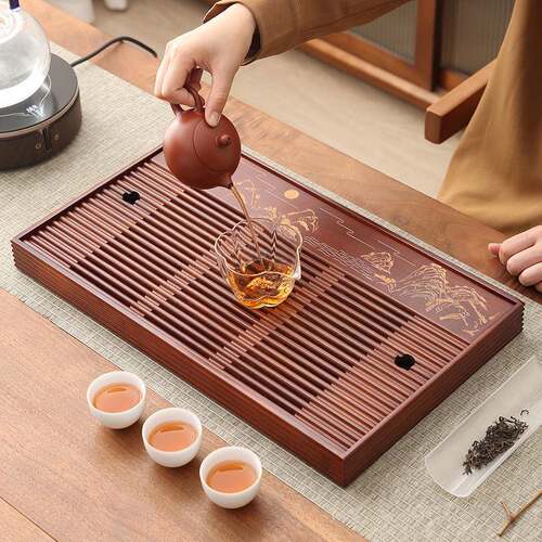 竹木茶盘家用储水式中式小型茶台干泡盘排水沥水竹制茶海茶具