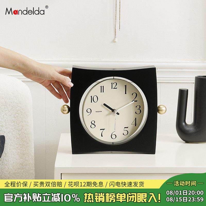 Mandelda中古风风摆放式桌面摆件客厅玄关座钟装饰品电视柜座钟