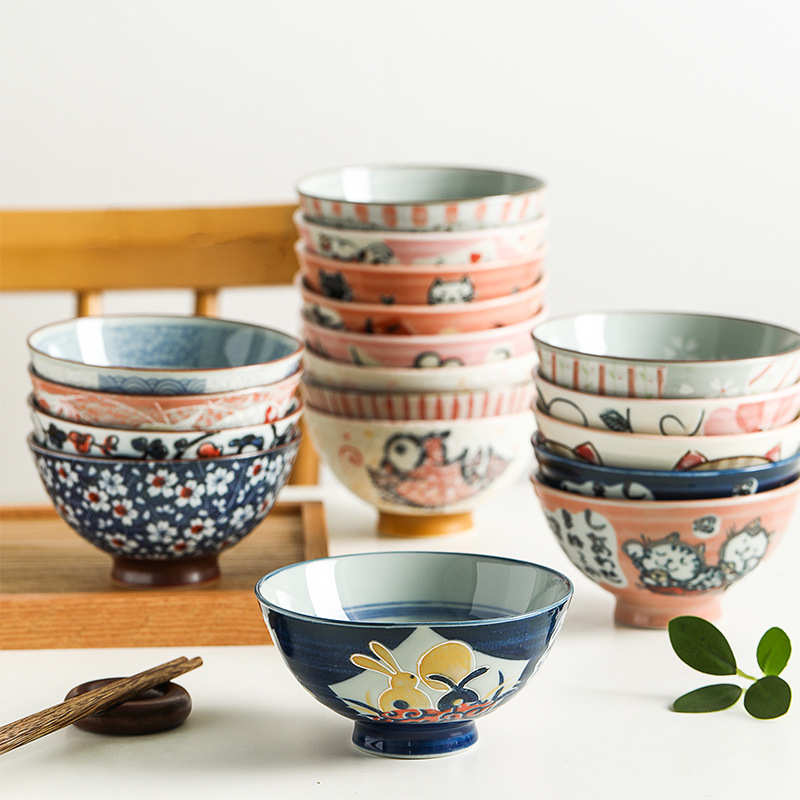 家用饭碗陶瓷碗小汤碗 单个瓷碗创意米碗吃饭碗碟套装餐具