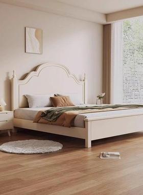 美式白色实人木床现代物简约1.法8米式双主卧高箱储公主FMY女孩床