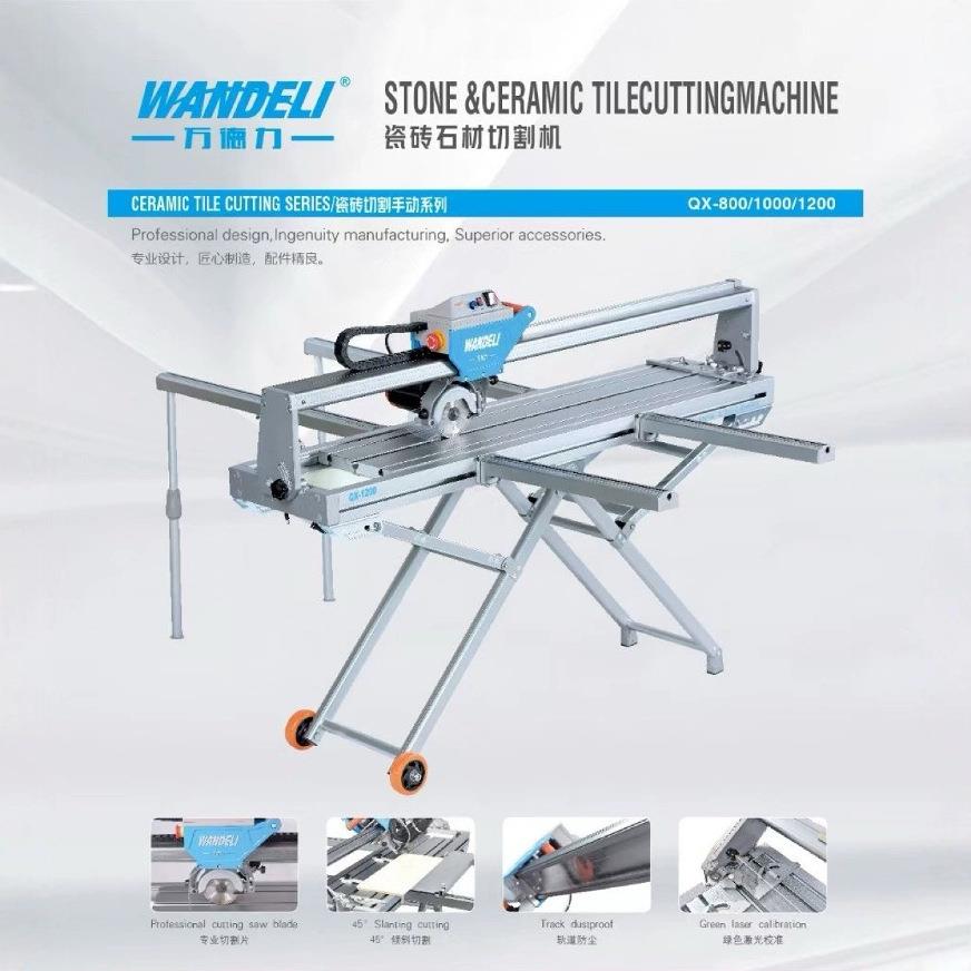 万德力全自动台式瓷砖切割机电动水刀石材微晶45度倒角机