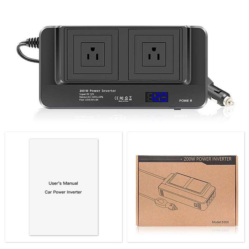 Car Power Inverter 12V 200W 点烟器车载逆变器 手机充电应急