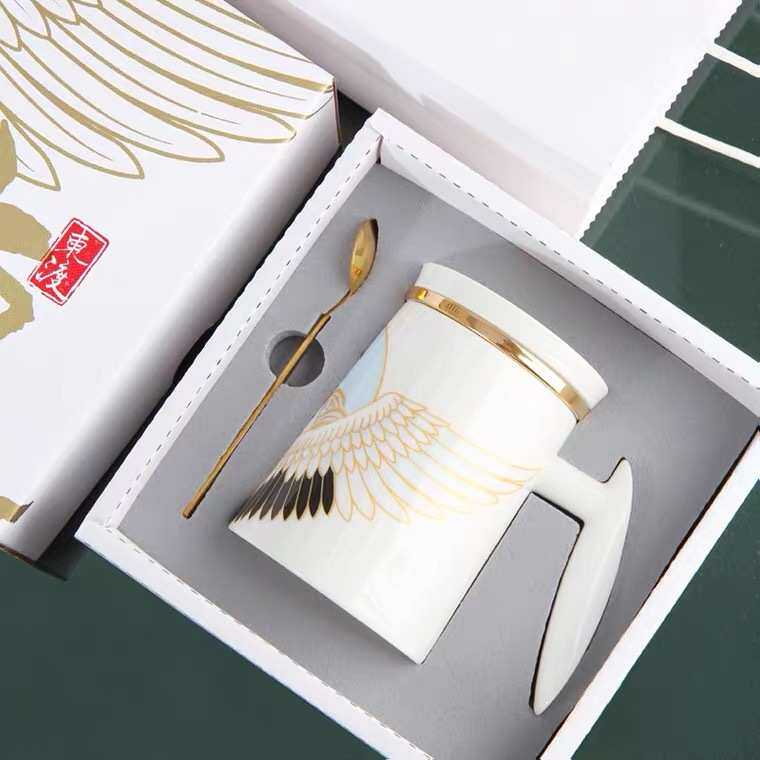 盖子大容量家用马克过滤陶瓷茶水杯创意水杯带勺子分离办公室茶杯