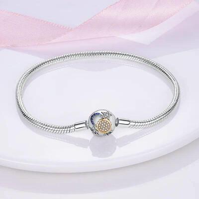 Bracelet Silver 925 Original 17-20CM Star Moon Sun Four Leaf