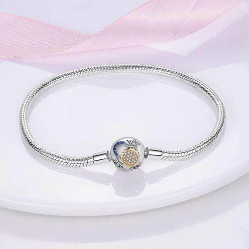 Bracelet Silver 925 Original 17-20CM Star Moon Sun Four Leaf